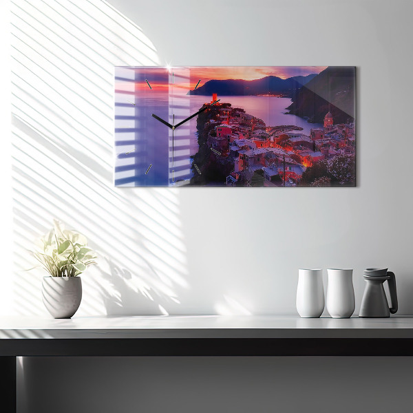 Horizontální skleněné hodiny na stěnu Titulky vzpomínek