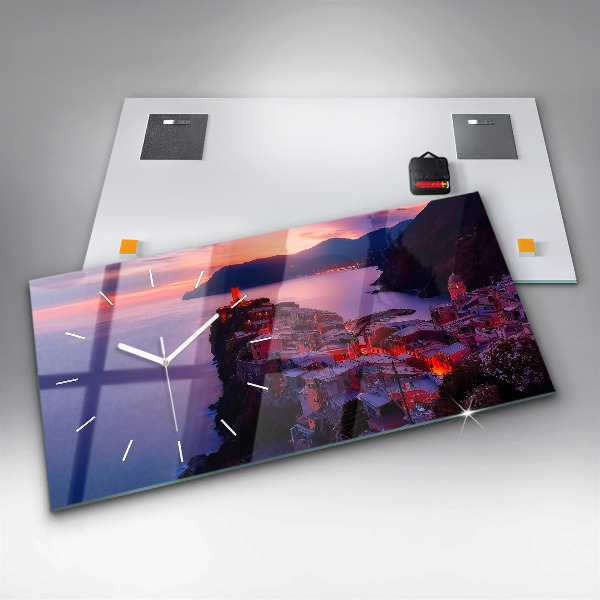 Horizontální skleněné hodiny na stěnu Titulky vzpomínek