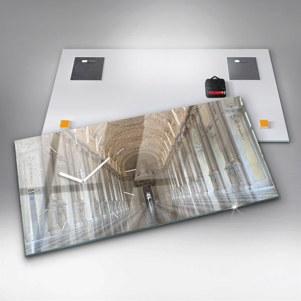 Horizontální skleněné hodiny na stěnu Muzeum La Veneria Reale