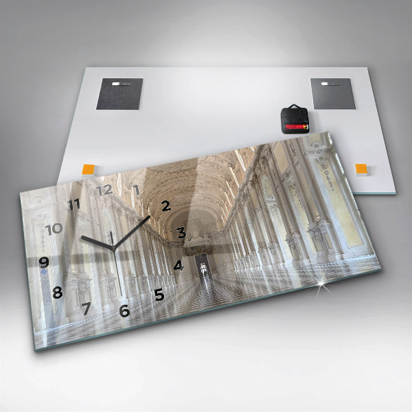 Horizontální skleněné hodiny na stěnu Muzeum La Veneria Reale