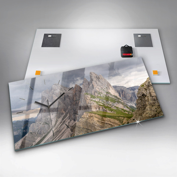 Horizontální skleněné hodiny na stěnu Skalnaté hory