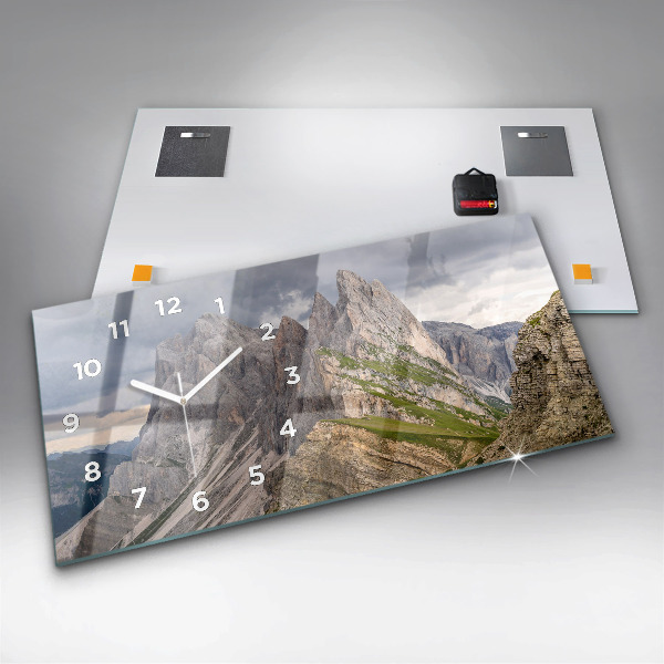 Horizontální skleněné hodiny na stěnu Skalnaté hory