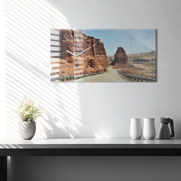 Horizontální skleněné hodiny na stěnu Route 66 v USA