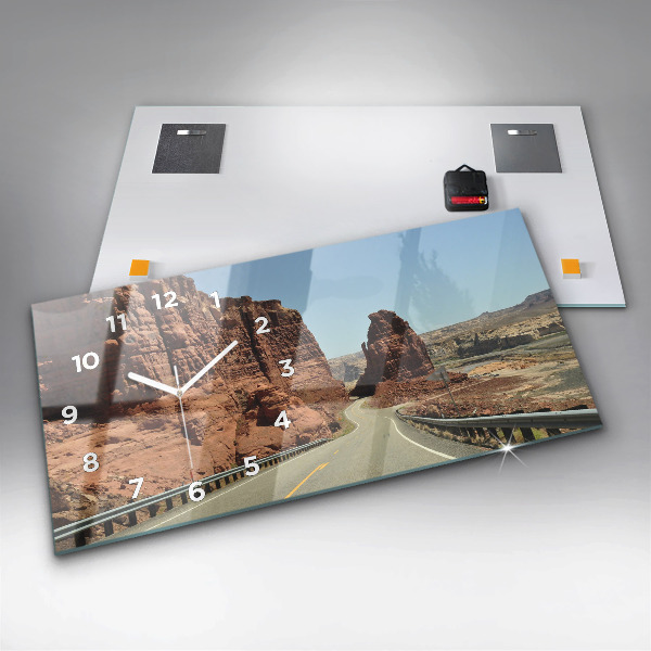 Horizontální skleněné hodiny na stěnu Route 66 v USA