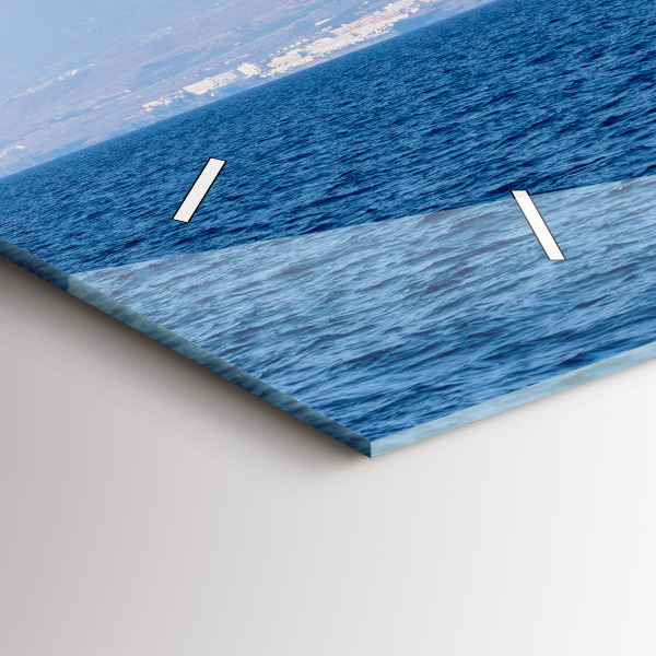 Horizontální skleněné hodiny na stěnu Jachta na Tenerife