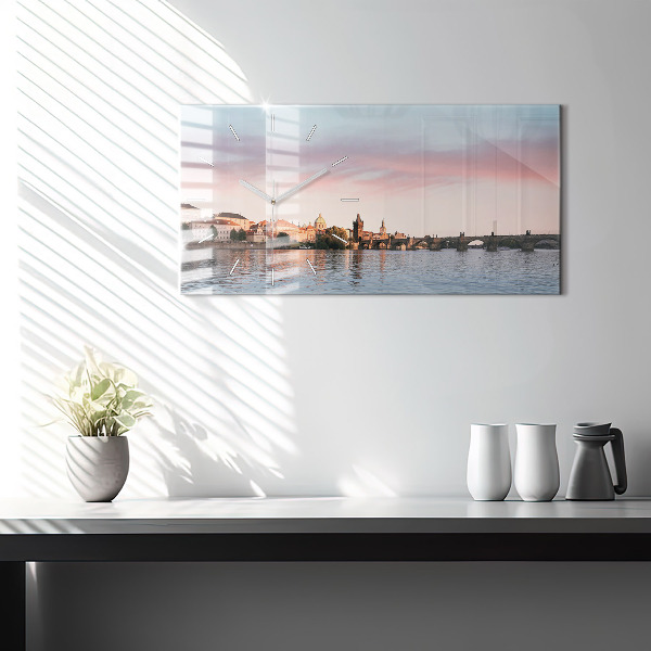 Horizontální skleněné hodiny na stěnu Karlův most v Praze