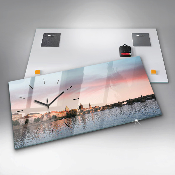 Horizontální skleněné hodiny na stěnu Karlův most v Praze