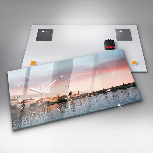 Horizontální skleněné hodiny na stěnu Karlův most v Praze