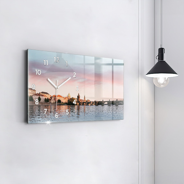 Horizontální skleněné hodiny na stěnu Karlův most v Praze