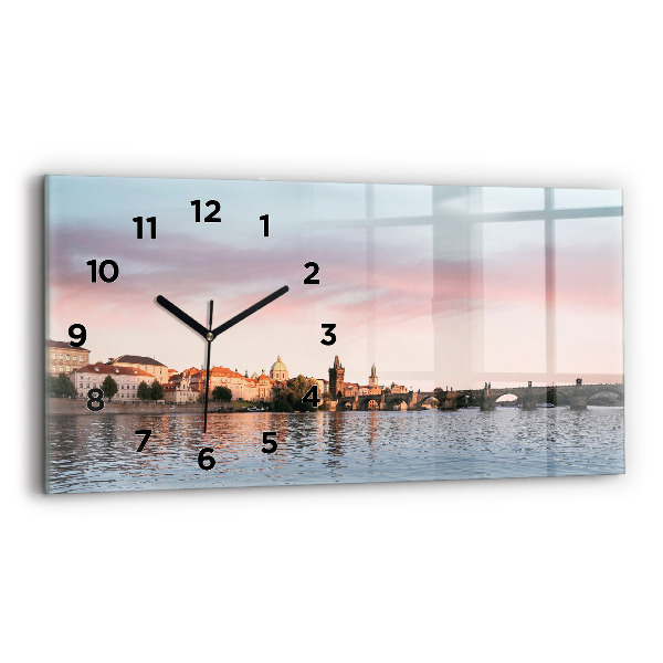 Horizontální skleněné hodiny na stěnu Karlův most v Praze