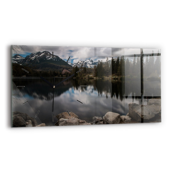 Horizontální skleněné hodiny na stěnu Vysoké Tatry na Slovensku