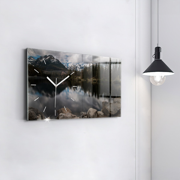 Horizontální skleněné hodiny na stěnu Vysoké Tatry na Slovensku