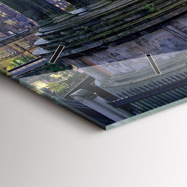 Horizontální skleněné hodiny na stěnu Edinburgh z Calton Hill