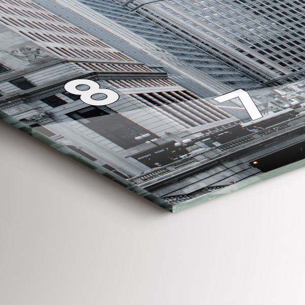 Horizontální skleněné hodiny na stěnu Loď s panoramatickým výhledem na město