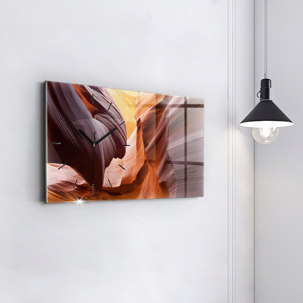 Horizontální skleněné hodiny na stěnu Antilopí kaňon