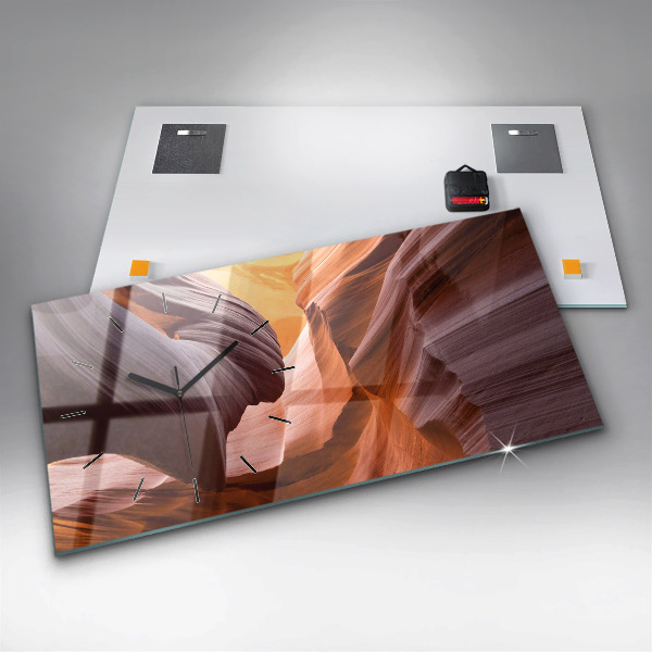 Horizontální skleněné hodiny na stěnu Antilopí kaňon