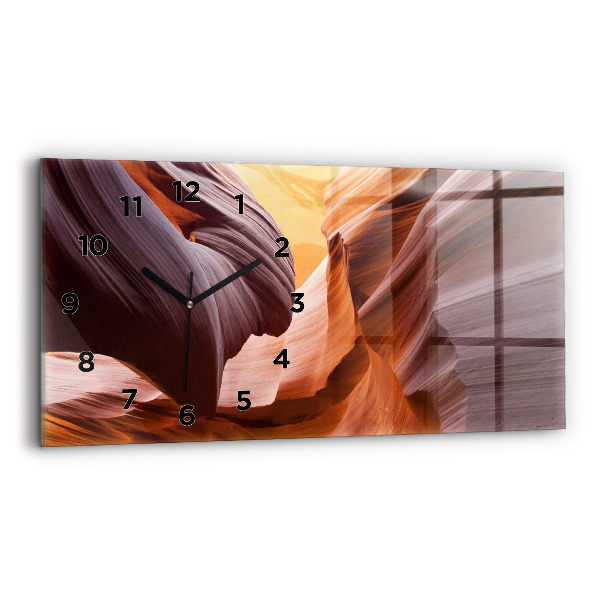 Horizontální skleněné hodiny na stěnu Antilopí kaňon