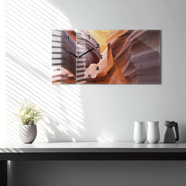 Horizontální skleněné hodiny na stěnu Antilopí kaňon