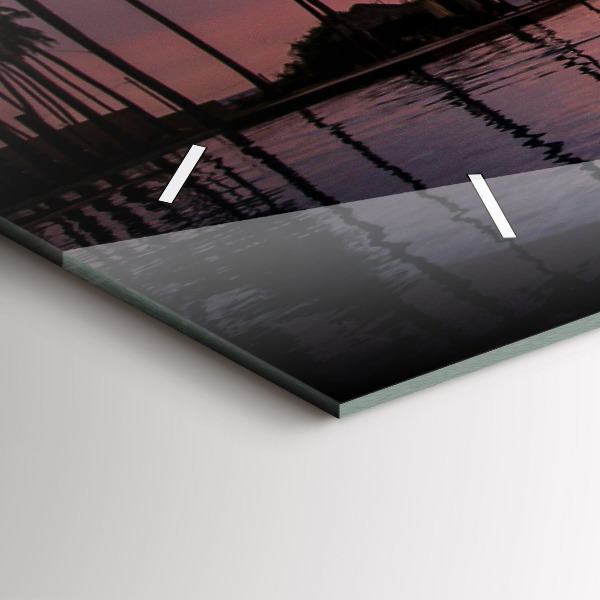 Horizontální skleněné hodiny na stěnu Palmy na Havaji