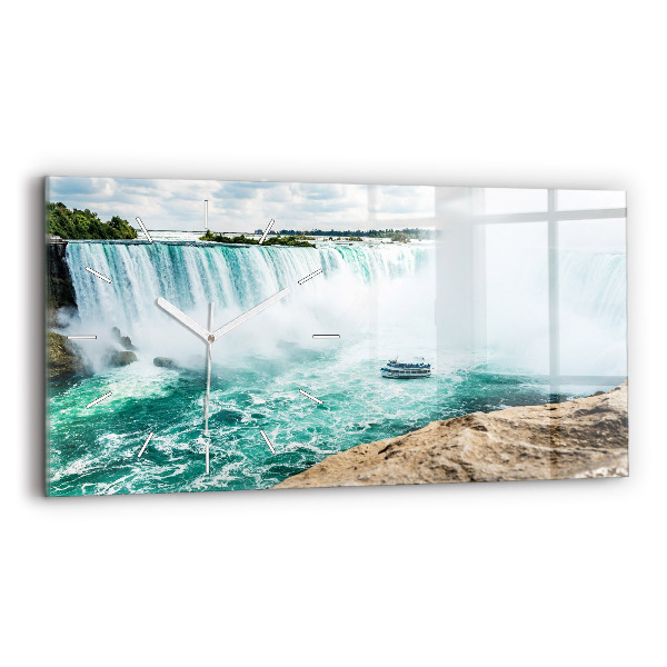 Horizontální skleněné hodiny na stěnu Loď Niagara