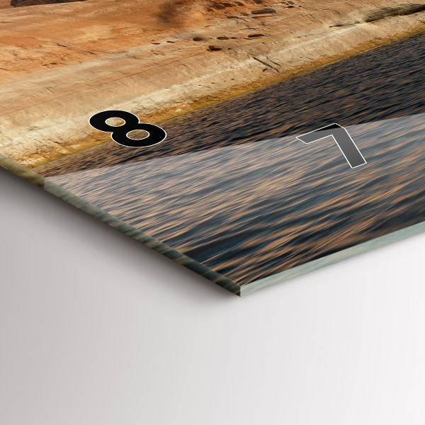 Horizontální skleněné hodiny na stěnu Osoba na vodních lyžích