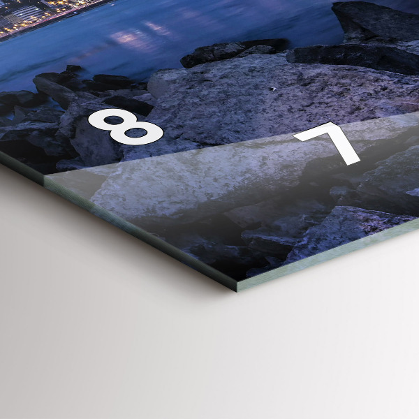 Horizontální skleněné hodiny na stěnu Skalnaté pobřeží pod mostem