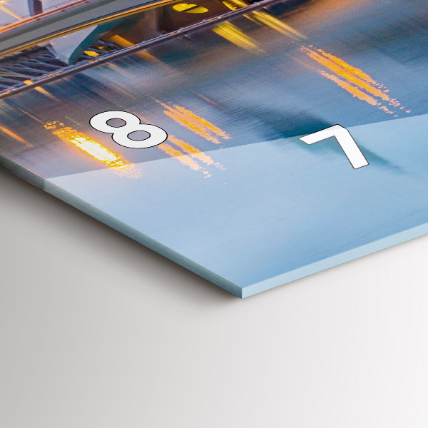 Horizontální skleněné hodiny na stěnu Západ slunce ve městě