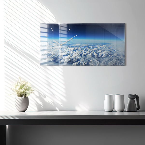 Horizontální skleněné hodiny na stěnu Rybářská loď v přístavu