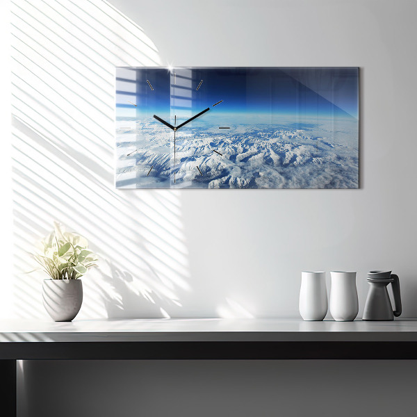 Horizontální skleněné hodiny na stěnu Rybářská loď v přístavu