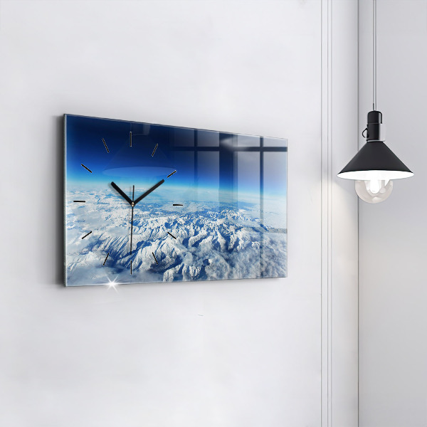 Horizontální skleněné hodiny na stěnu Rybářská loď v přístavu