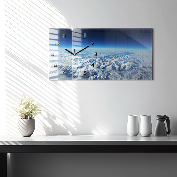 Horizontální skleněné hodiny na stěnu Rybářská loď v přístavu