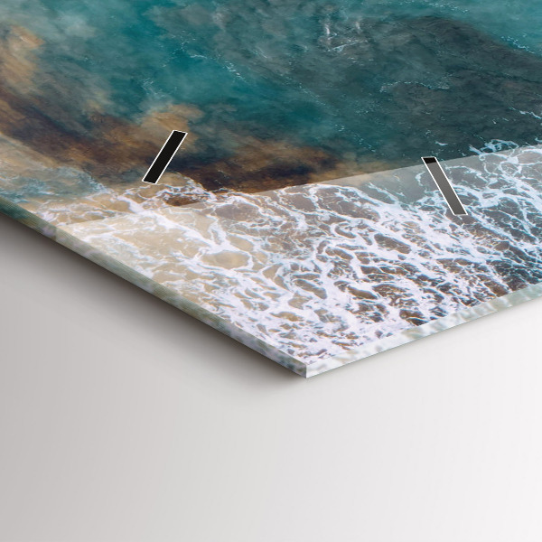 Horizontální skleněné hodiny na stěnu Fjordy na pobřeží Costa Blanca