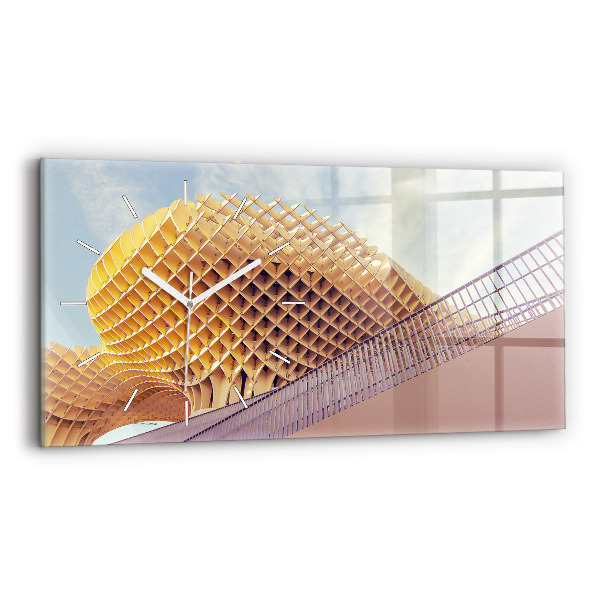 Horizontální skleněné hodiny na stěnu Vyhlídka v Seville