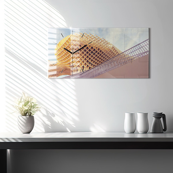 Horizontální skleněné hodiny na stěnu Vyhlídka v Seville