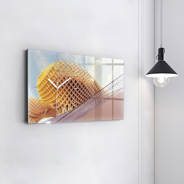 Horizontální skleněné hodiny na stěnu Vyhlídka v Seville