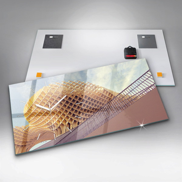 Horizontální skleněné hodiny na stěnu Vyhlídka v Seville