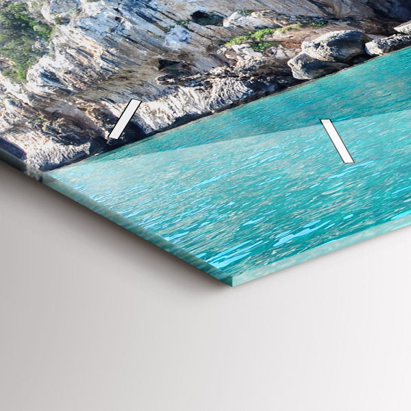 Horizontální skleněné hodiny na stěnu Podmořská jeskyně