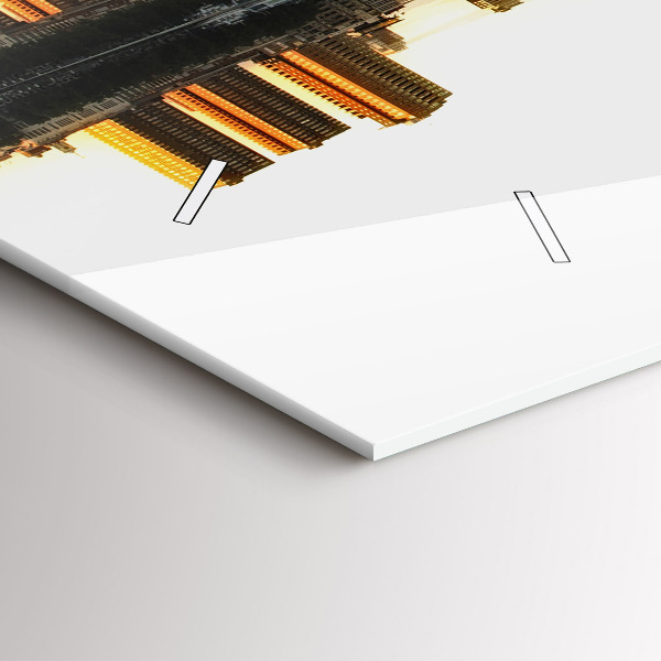 Horizontální skleněné hodiny na stěnu Město u řeky