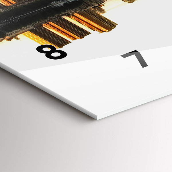 Horizontální skleněné hodiny na stěnu Město u řeky