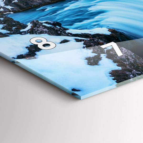 Horizontální hodiny na skle Vodopád Godafoss Island