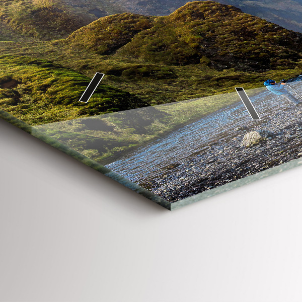 Horizontální hodiny na skle Vodopád na Islandu