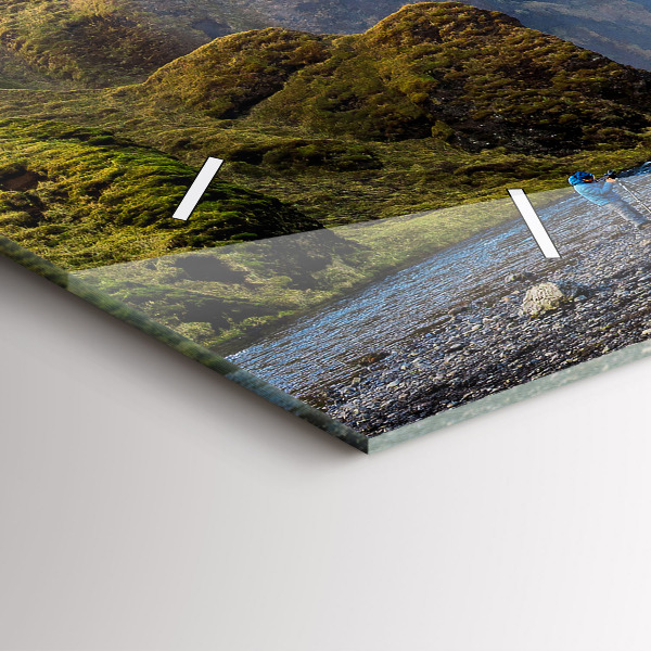 Horizontální hodiny na skle Vodopád na Islandu