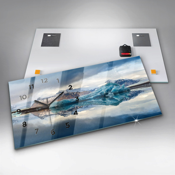 Horizontální hodiny na skle Jezero Jokulsarlon Island