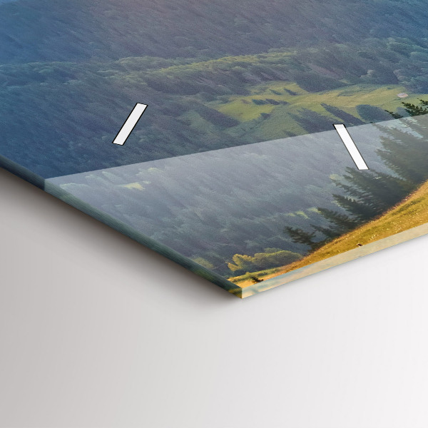 Horizontální hodiny na skle Krajina s lesy