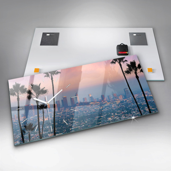 Horizontální hodiny na skle Západ slunce v Los Angeles
