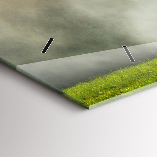 Horizontální skleněné hodiny na stěnu Horská krajina