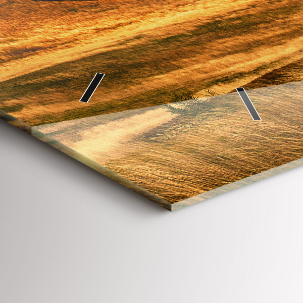 Horizontální skleněné hodiny na stěnu Horská krajina na podzim