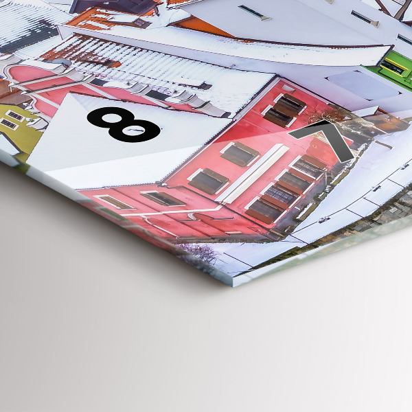 Horizontální hodiny na skle Panorama města v zimě