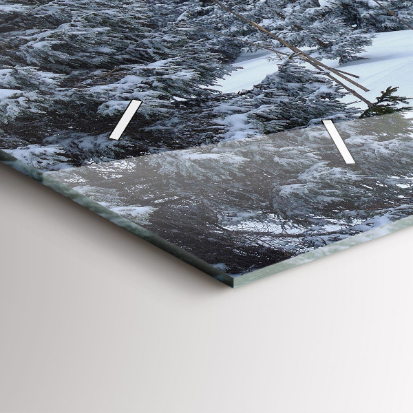 Horizontální skleněné hodiny na stěnu České Krkonoše v zimě