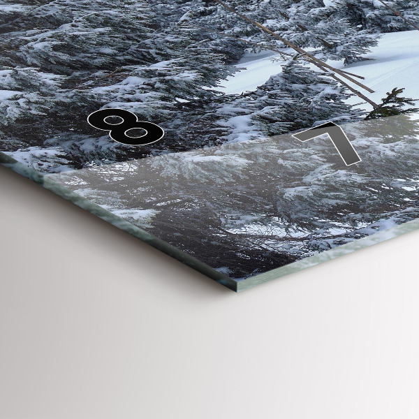 Horizontální skleněné hodiny na stěnu České Krkonoše v zimě